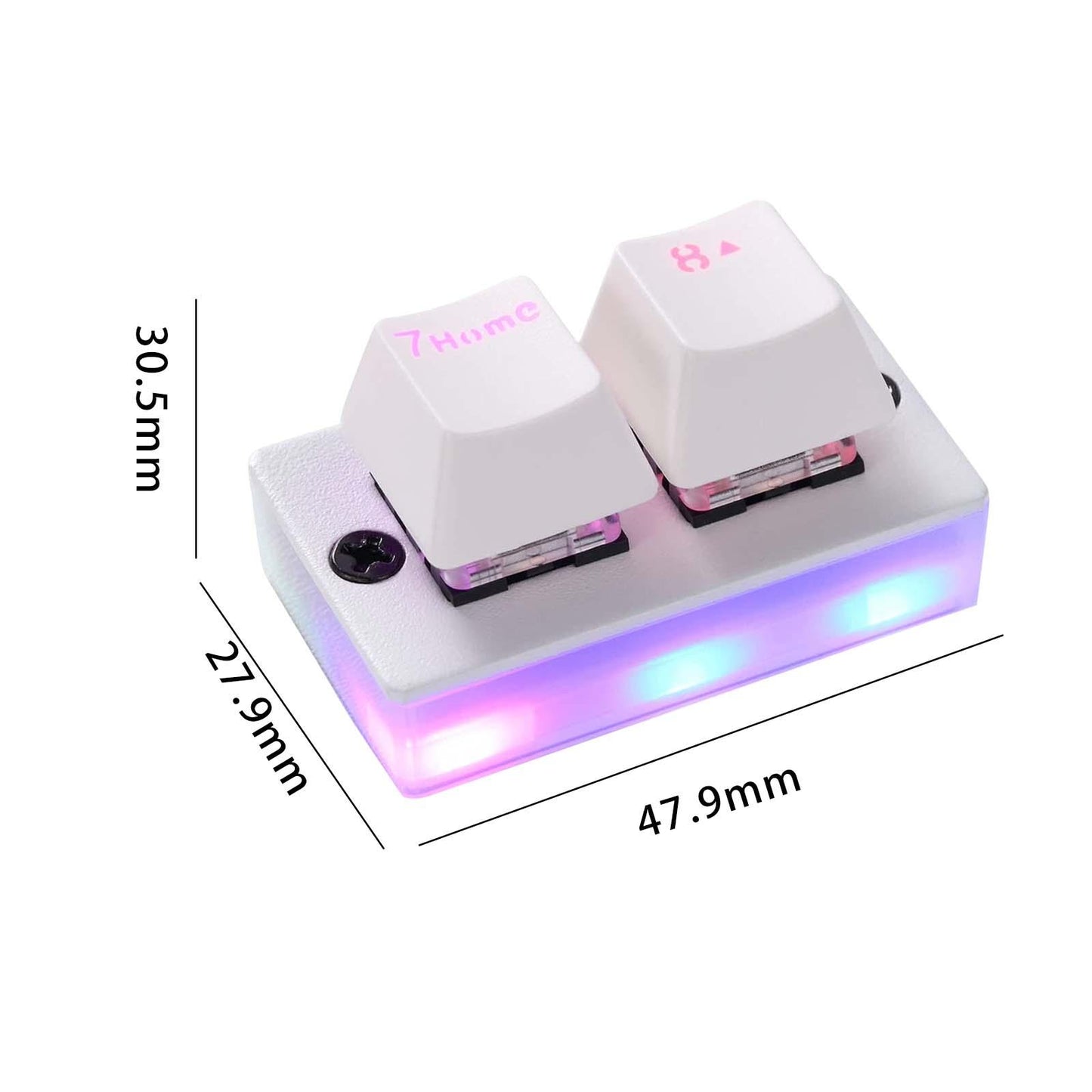 USB C Wired Mini 2 Key Game Keypad RGB LED Backlit One Handed