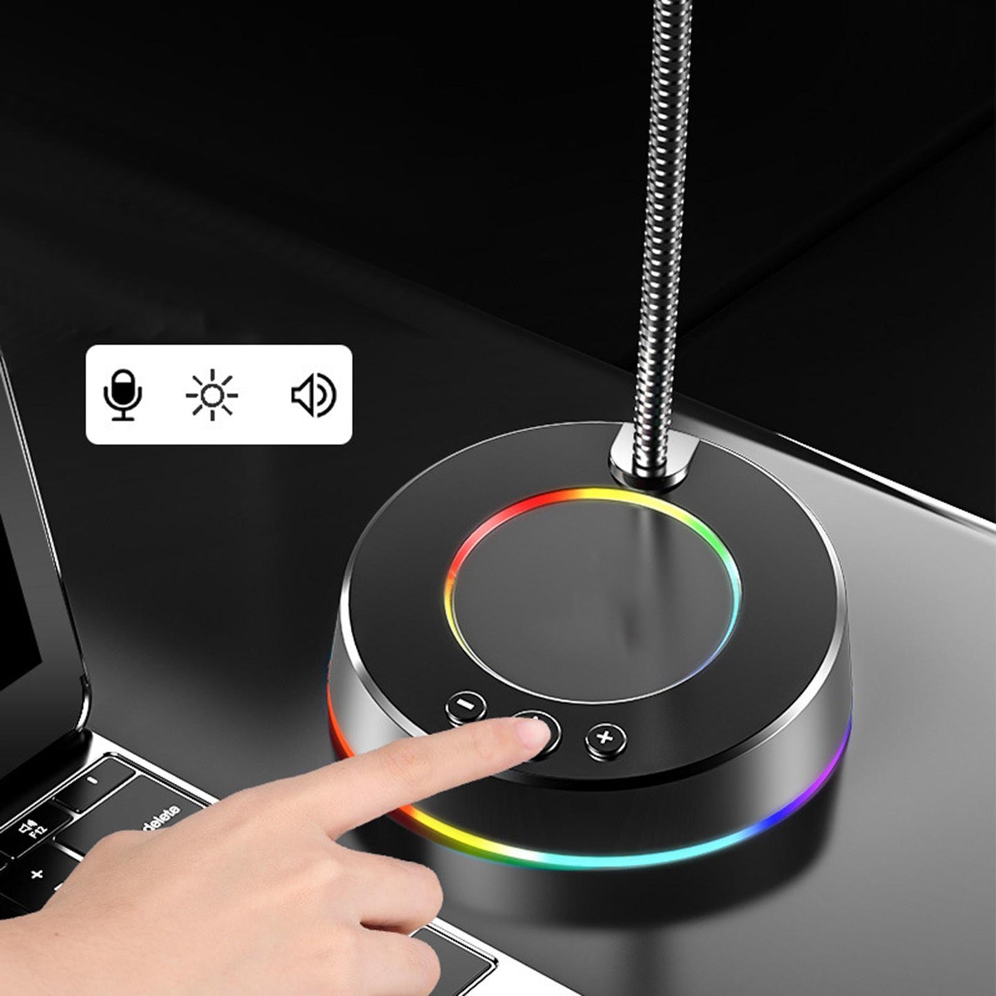 USB Computer Microphone 360 Gooseneck Design for Meetings Desktop PC Youtube Without light