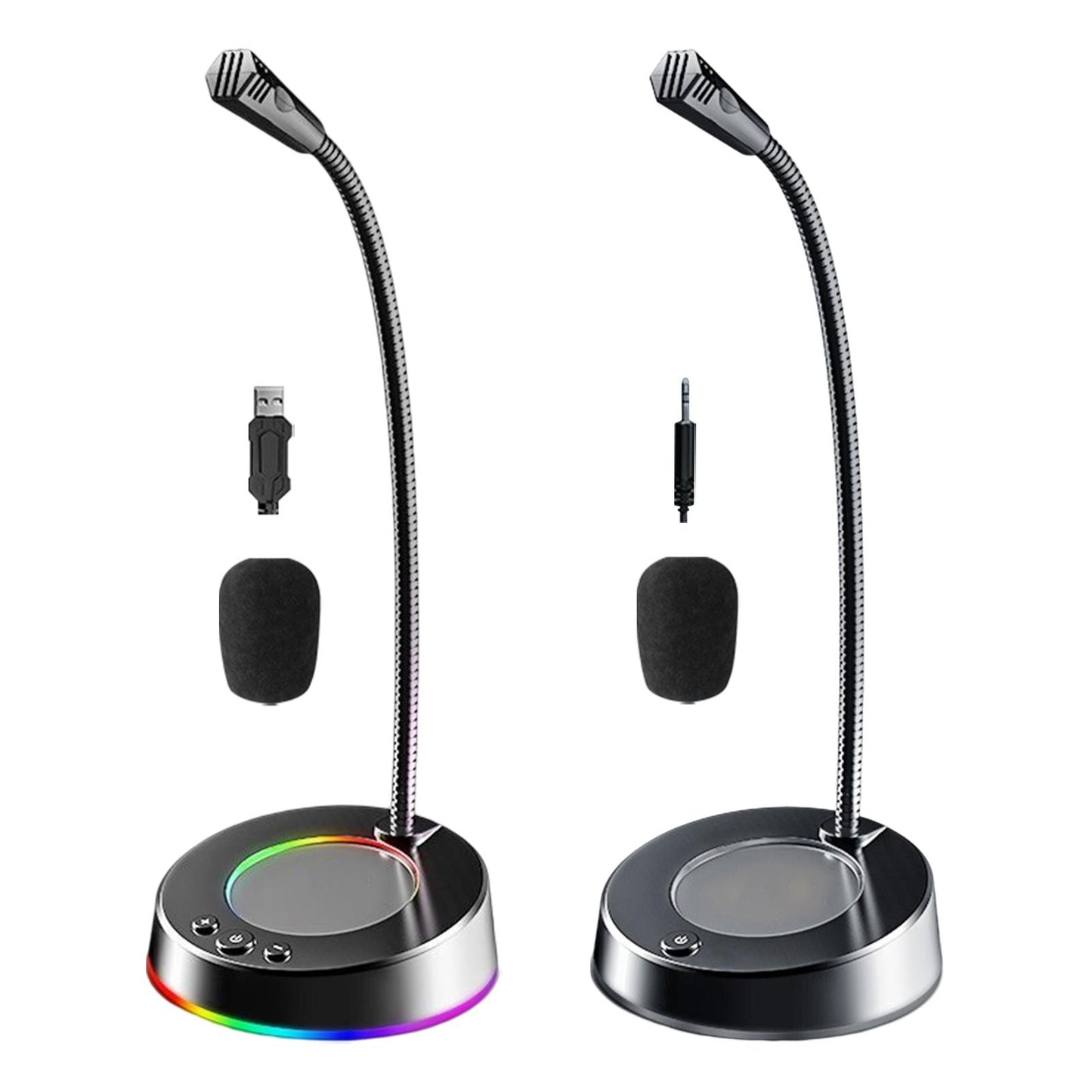 USB Computer Microphone 360 Gooseneck Design for Meetings Desktop PC Youtube With light