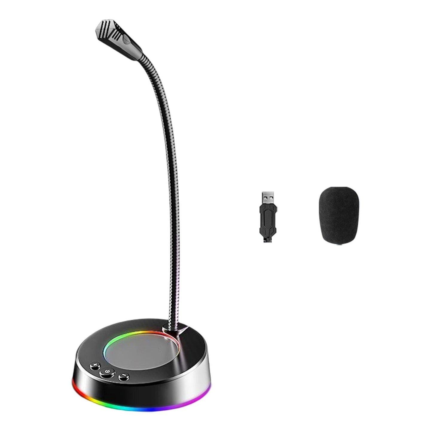 USB Computer Microphone 360 Gooseneck Design for Meetings Desktop PC Youtube With light