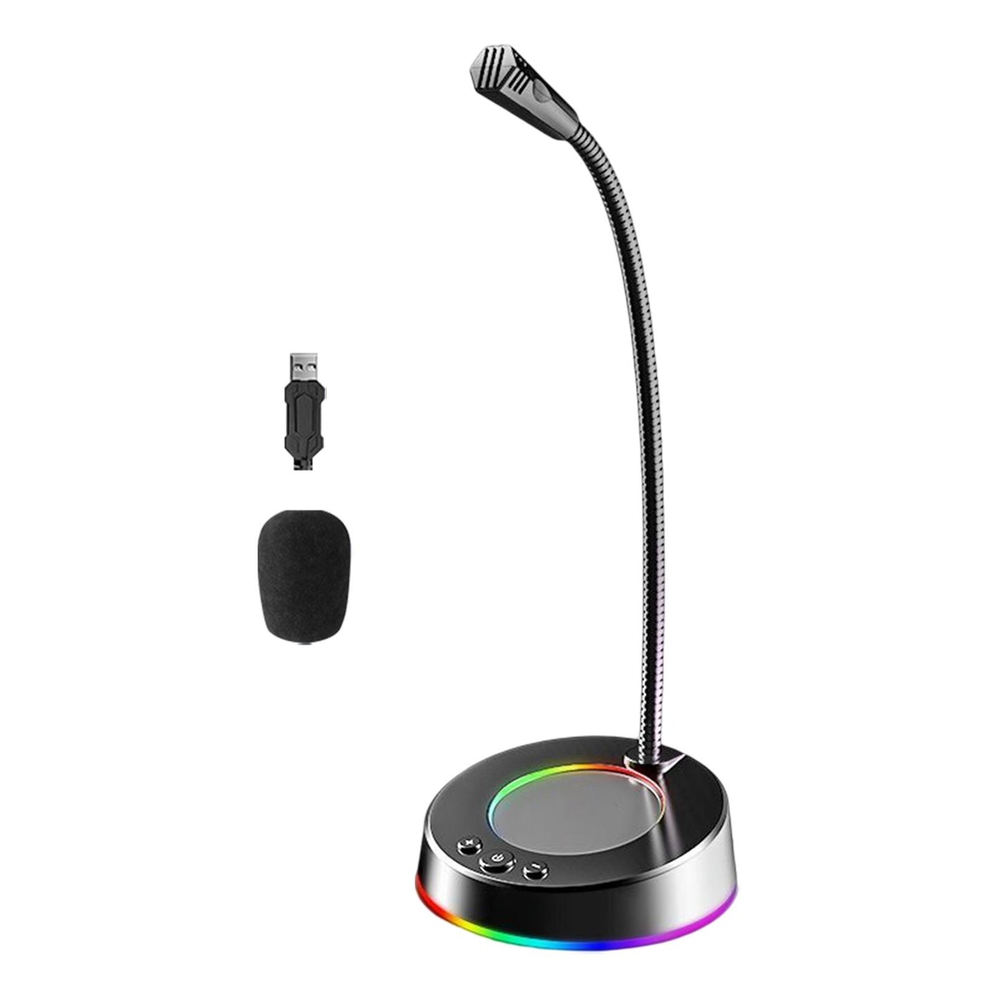 USB Computer Microphone 360 Gooseneck Design for Meetings Desktop PC Youtube With light