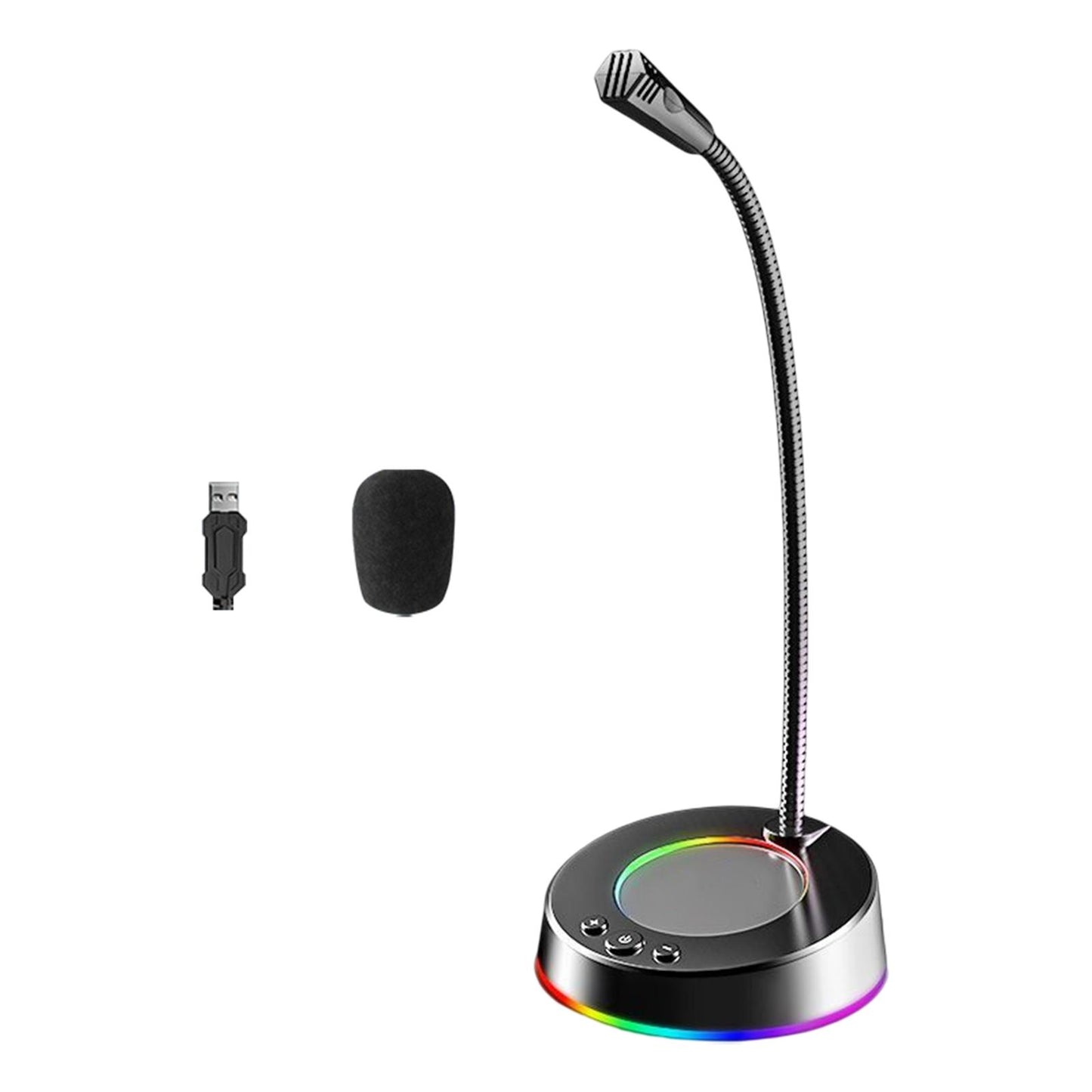 USB Computer Microphone 360 Gooseneck Design for Meetings Desktop PC Youtube With light