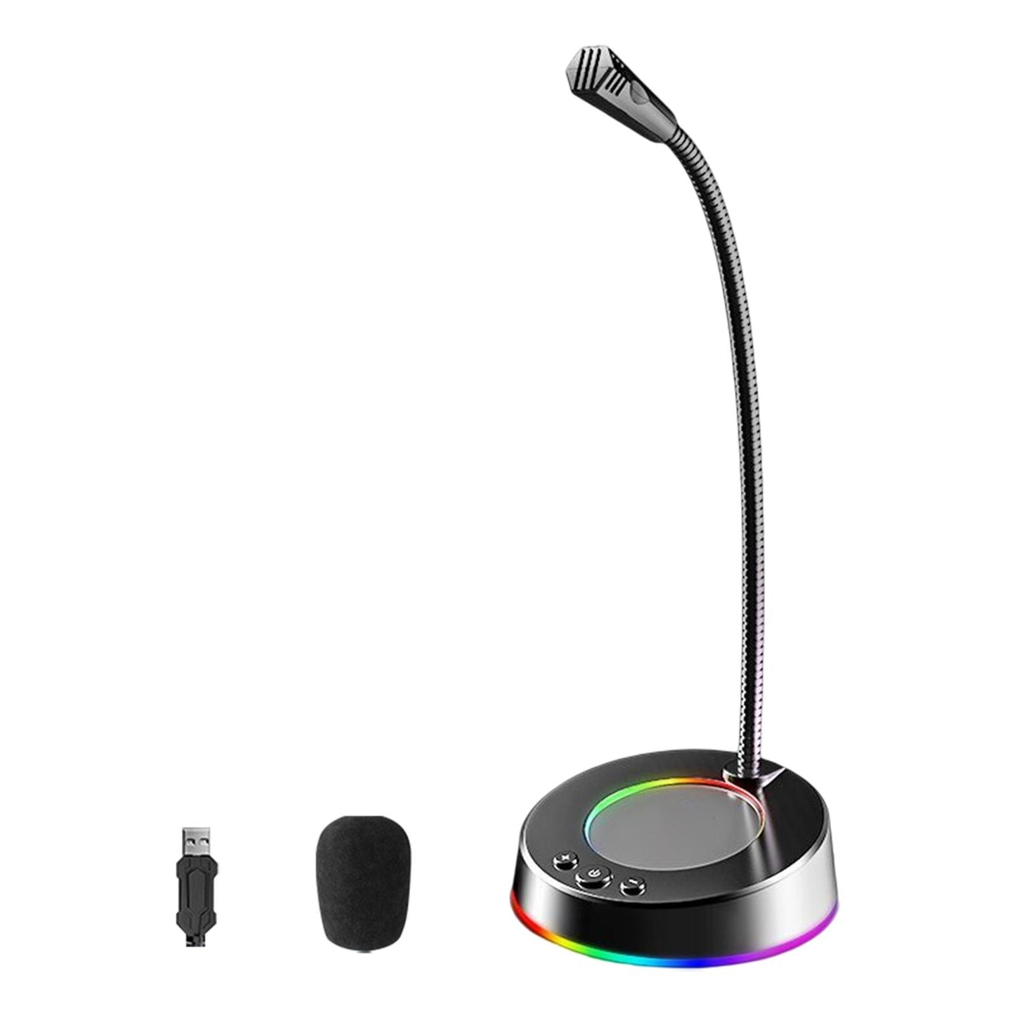 USB Computer Microphone 360 Gooseneck Design for Meetings Desktop PC Youtube With light