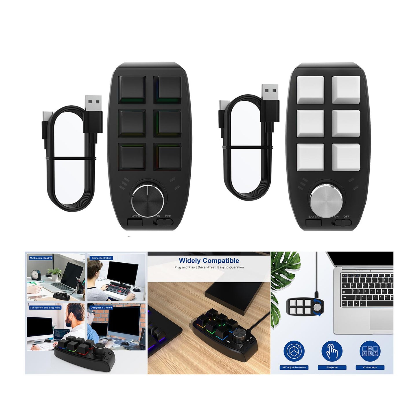 Keyboard Durable Programmables Keys Wired RGB for Audio Drawing Programming Black