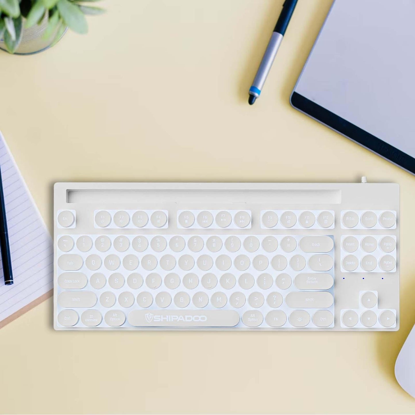 Mechanical Gaming Keyboard Rainbow Backlit for Gamer Office Worker Desktop White