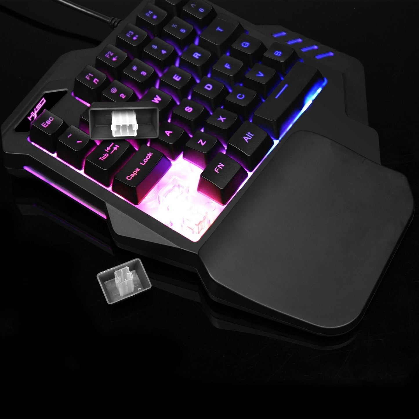 Portable Single Handed Gaming Keyboard USB Wired RGB Backlit Game Controller