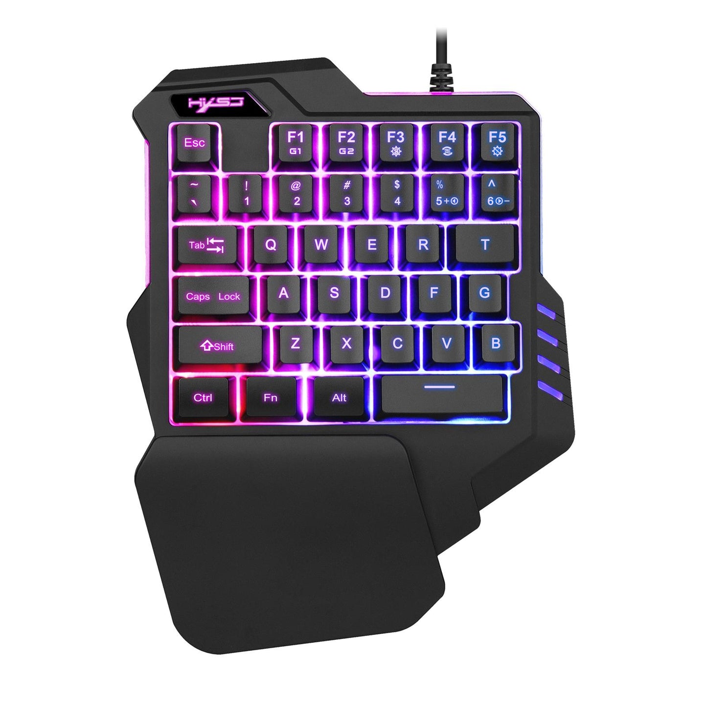 Portable Single Handed Gaming Keyboard USB Wired RGB Backlit Game Controller
