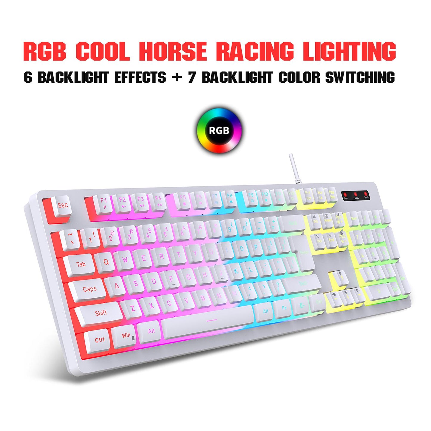 Mechanical Gaming Keyboard Quick Response LED Backlit for Desktop Computer White