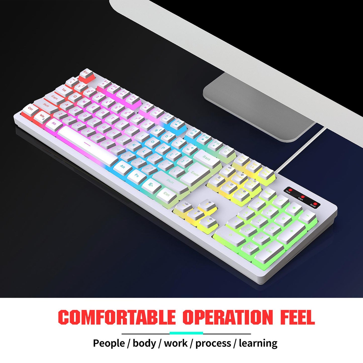 Mechanical Gaming Keyboard Quick Response LED Backlit for Desktop Computer White