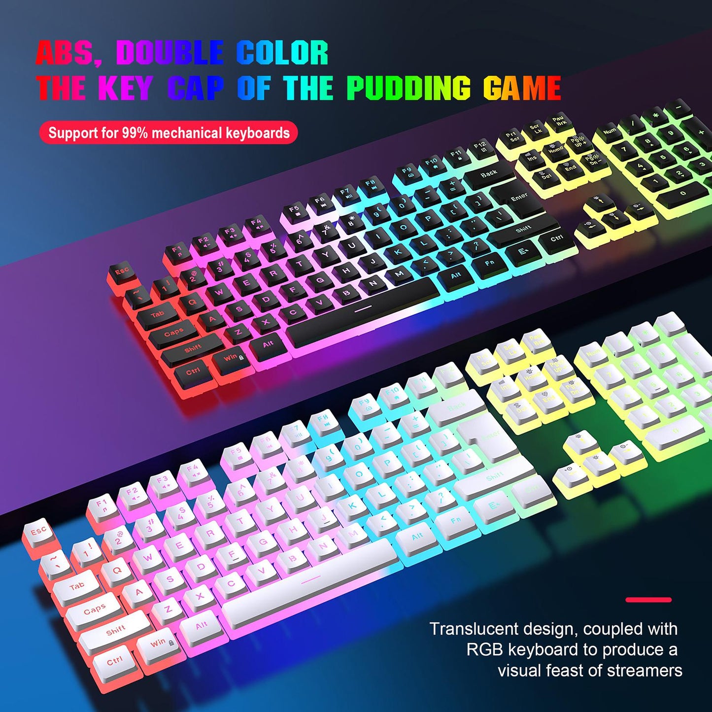Mechanical Gaming Keyboard Quick Response LED Backlit for Desktop Computer White