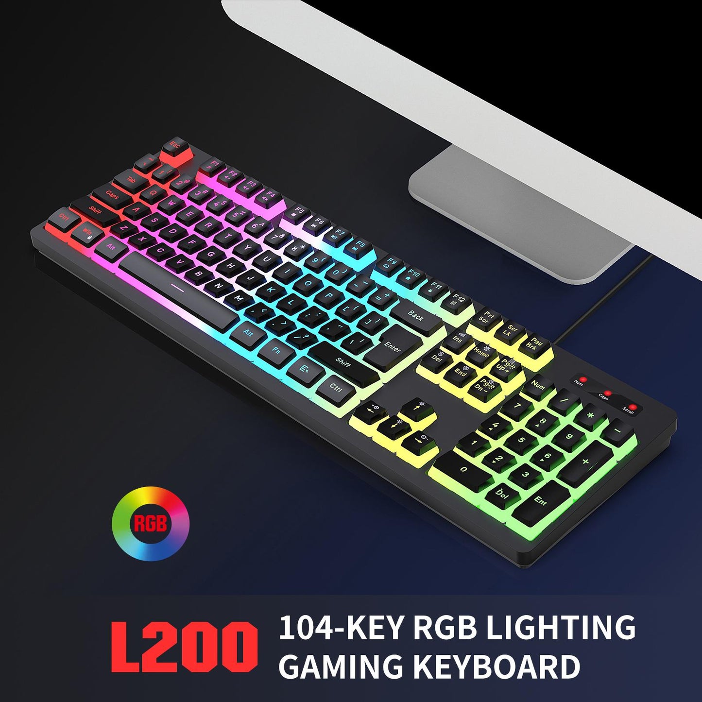 Mechanical Gaming Keyboard Quick Response LED Backlit for Desktop Computer White