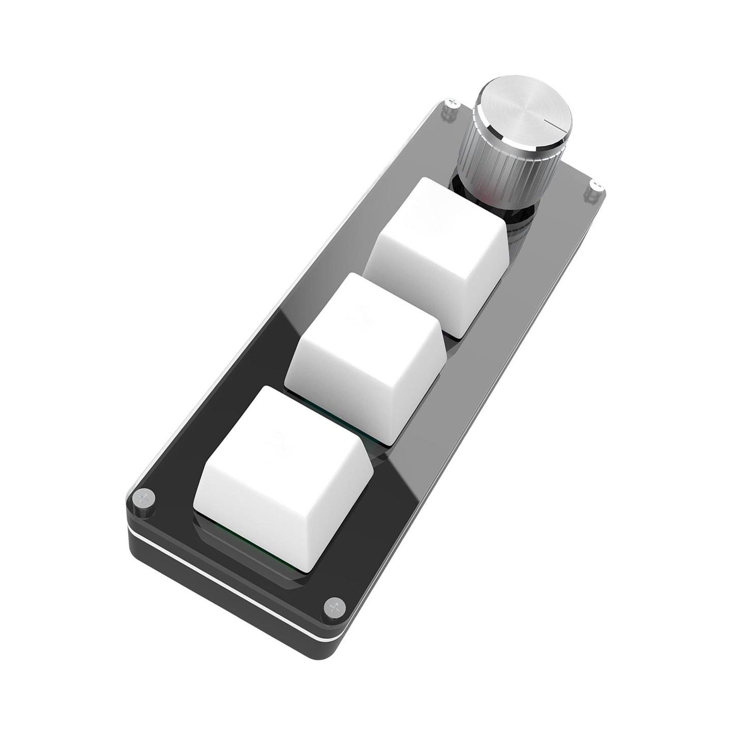 3-Key Small Keypad Mini Keyboard with Knob Keycaps for Programming Drawing white