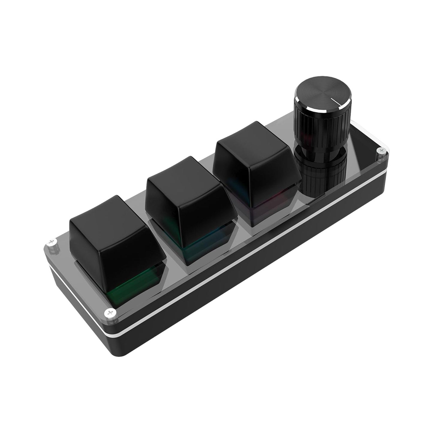 3-Key Small Keypad Mini Keyboard with Knob Keycaps for Programming Drawing black