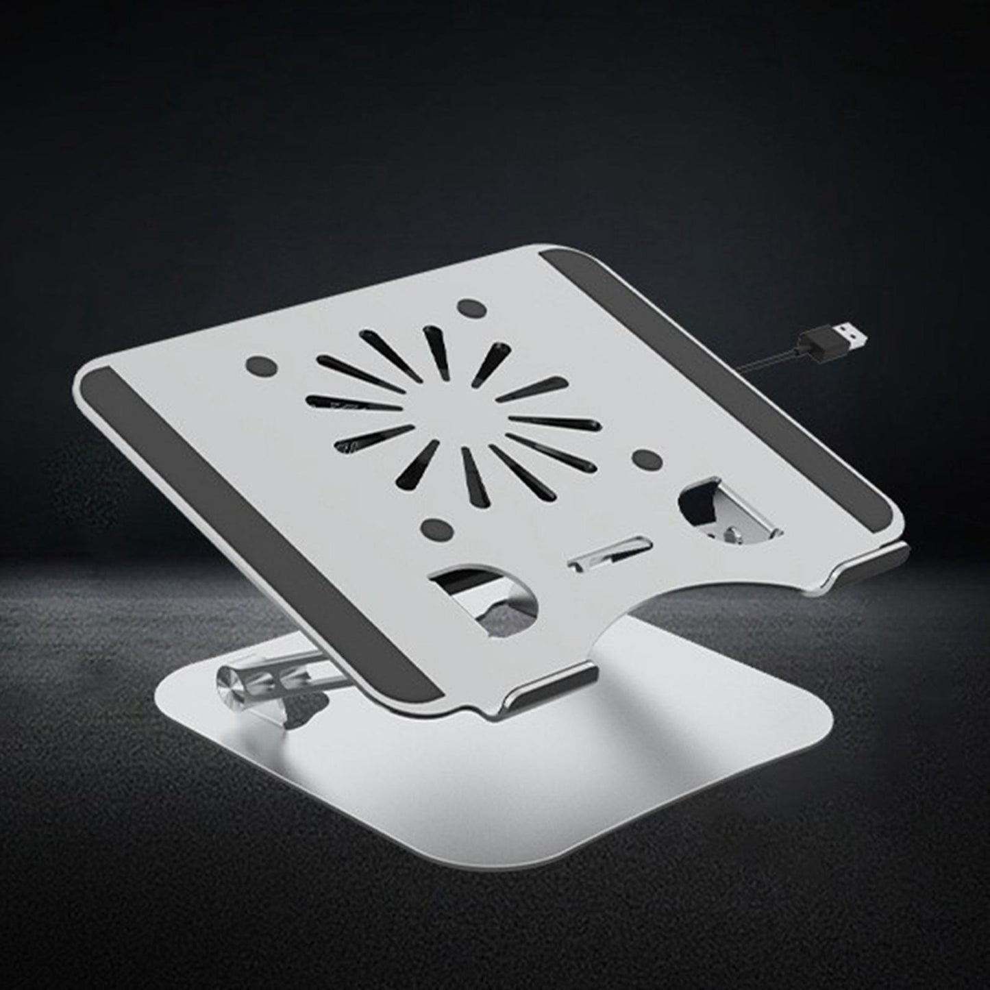 Laptop Stand with Cooling Fan Universal Aluminium Alloy Ergonomic for Home Gray