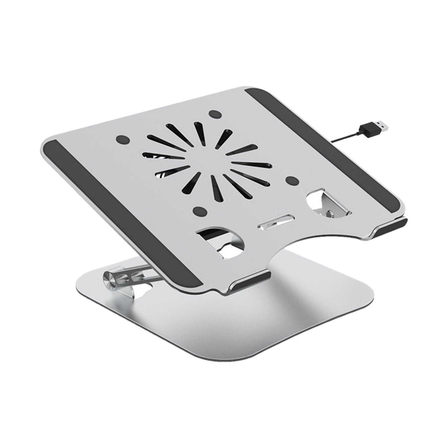 Laptop Stand with Cooling Fan Universal Aluminium Alloy Ergonomic for Home Argent