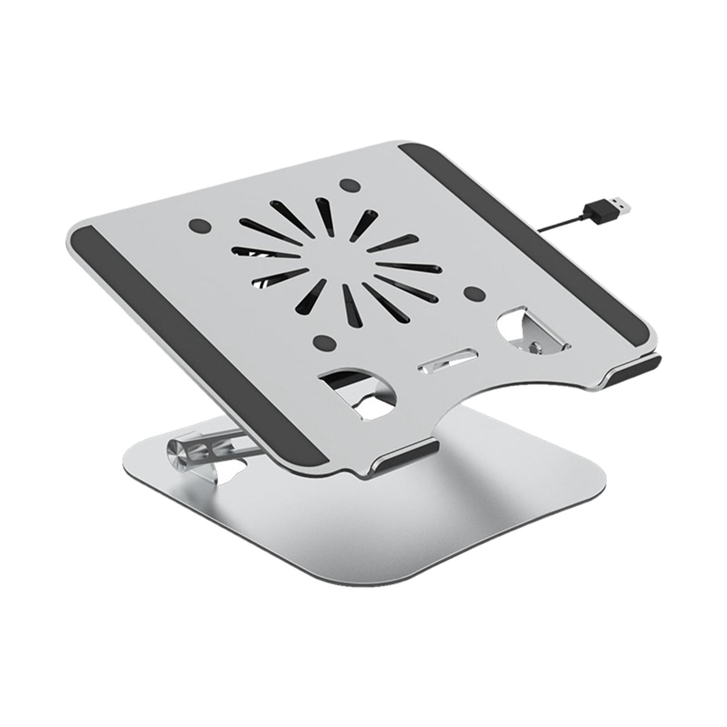 Laptop Stand with Cooling Fan Universal Aluminium Alloy Ergonomic for Home Argent