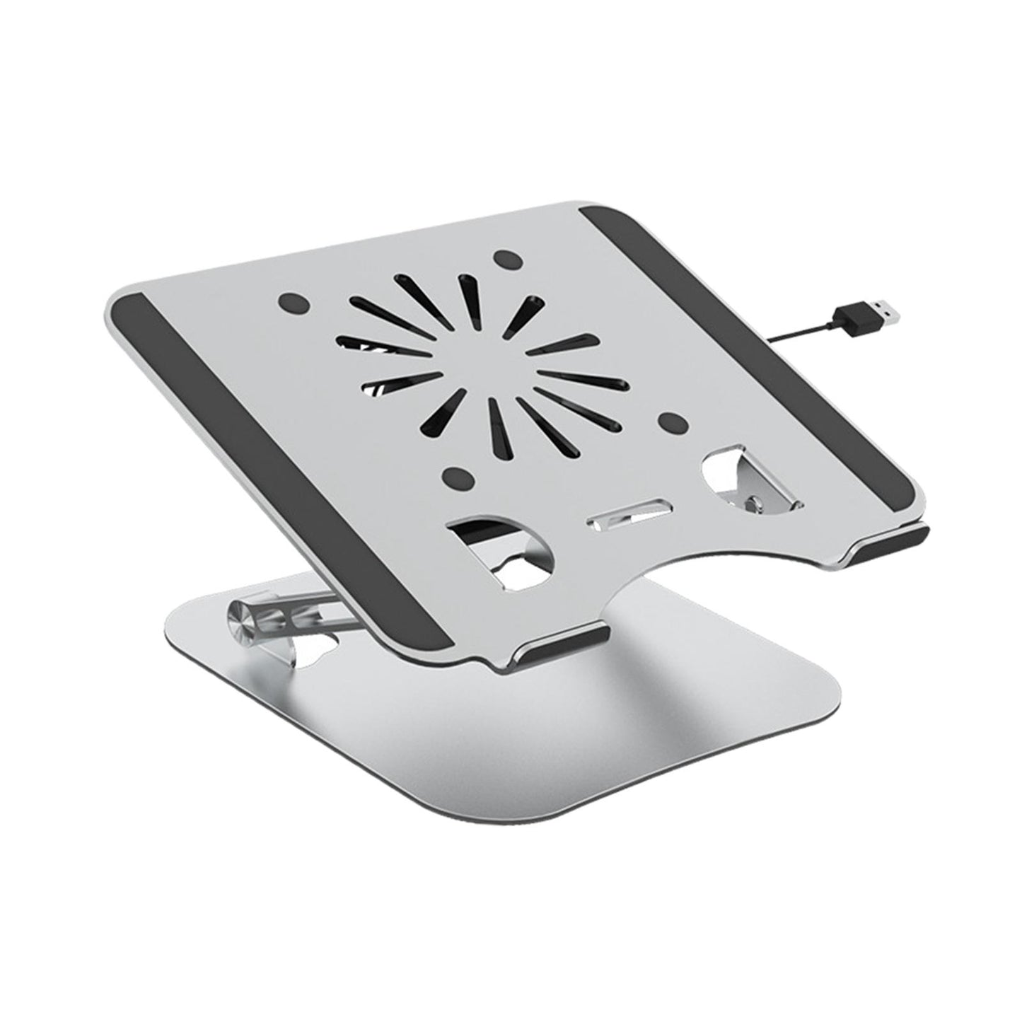 Laptop Stand with Cooling Fan Universal Aluminium Alloy Ergonomic for Home Argent