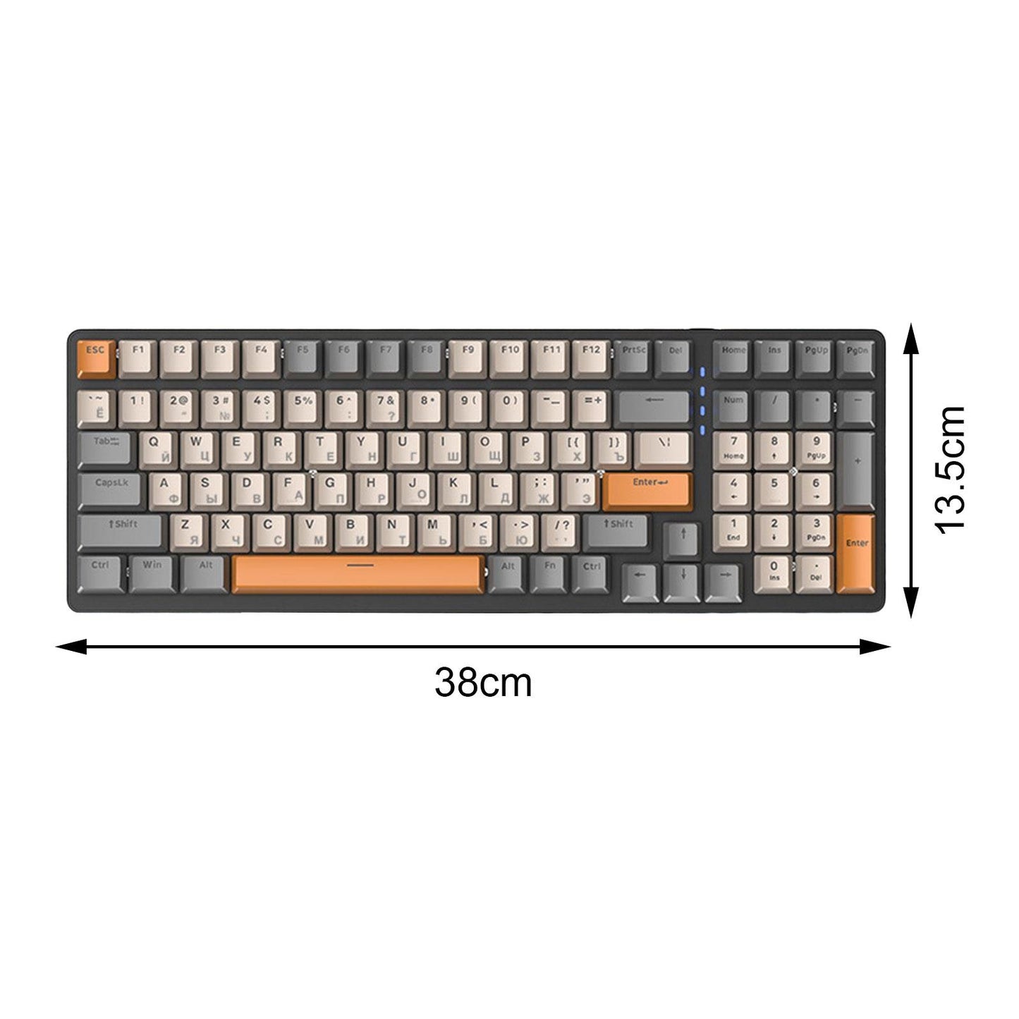 Russian Mechanical Keyboard Backlit 98% Allocation for PC Laptop Gamer Style A