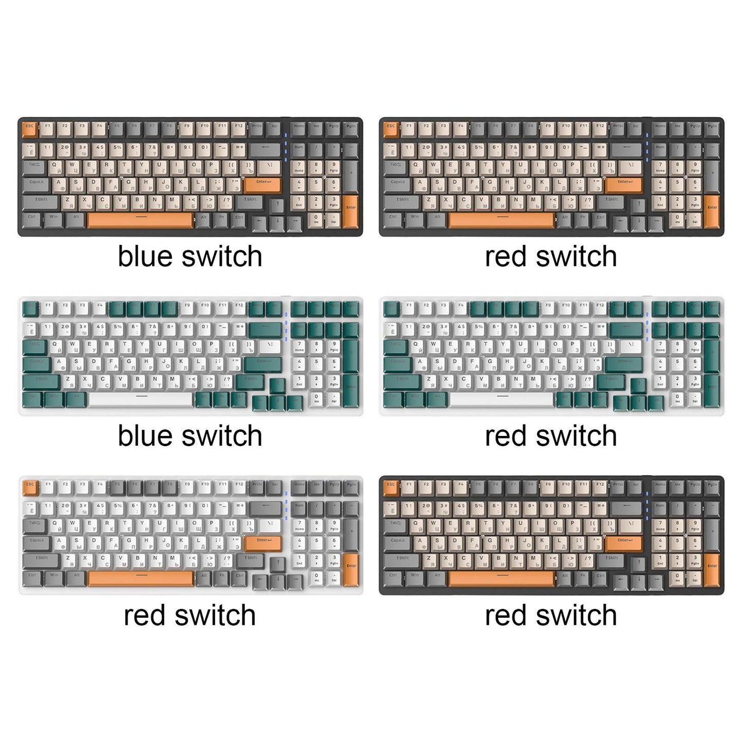 Russian Mechanical Keyboard Backlit 98% Allocation for PC Laptop Gamer Style A
