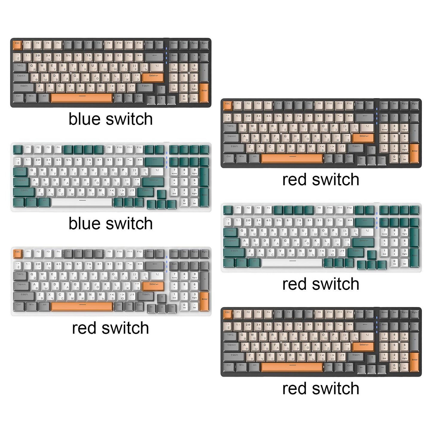 Russian Mechanical Keyboard Backlit 98% Allocation for PC Laptop Gamer Style A