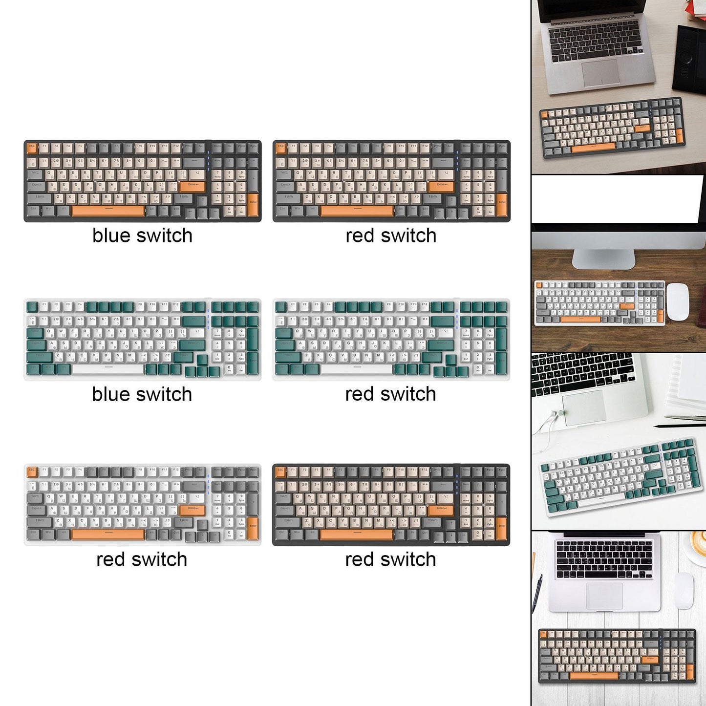 Russian Mechanical Keyboard Backlit 98% Allocation for PC Laptop Gamer Style A