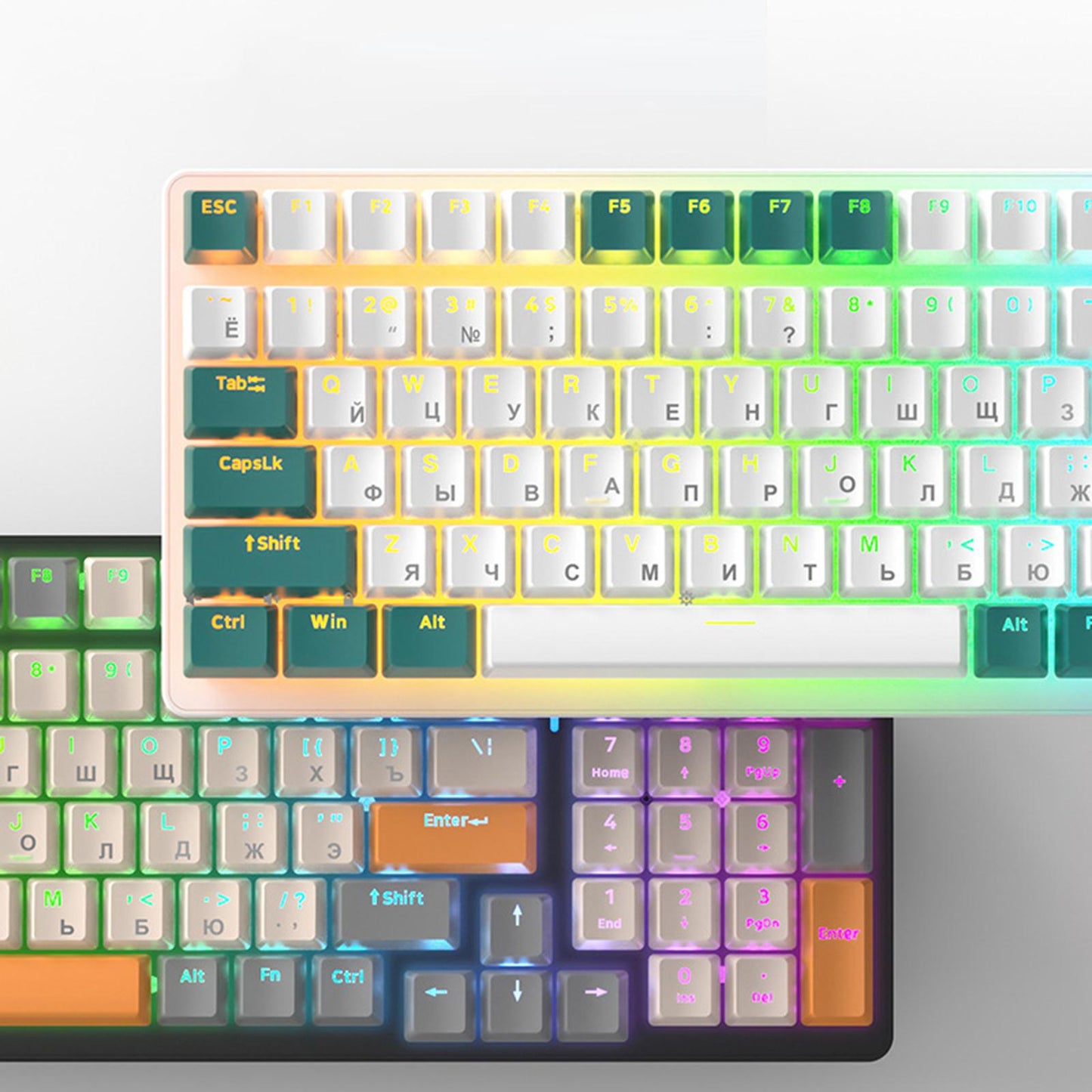 Russian Mechanical Keyboard Backlit 98% Allocation for PC Laptop Gamer Style B