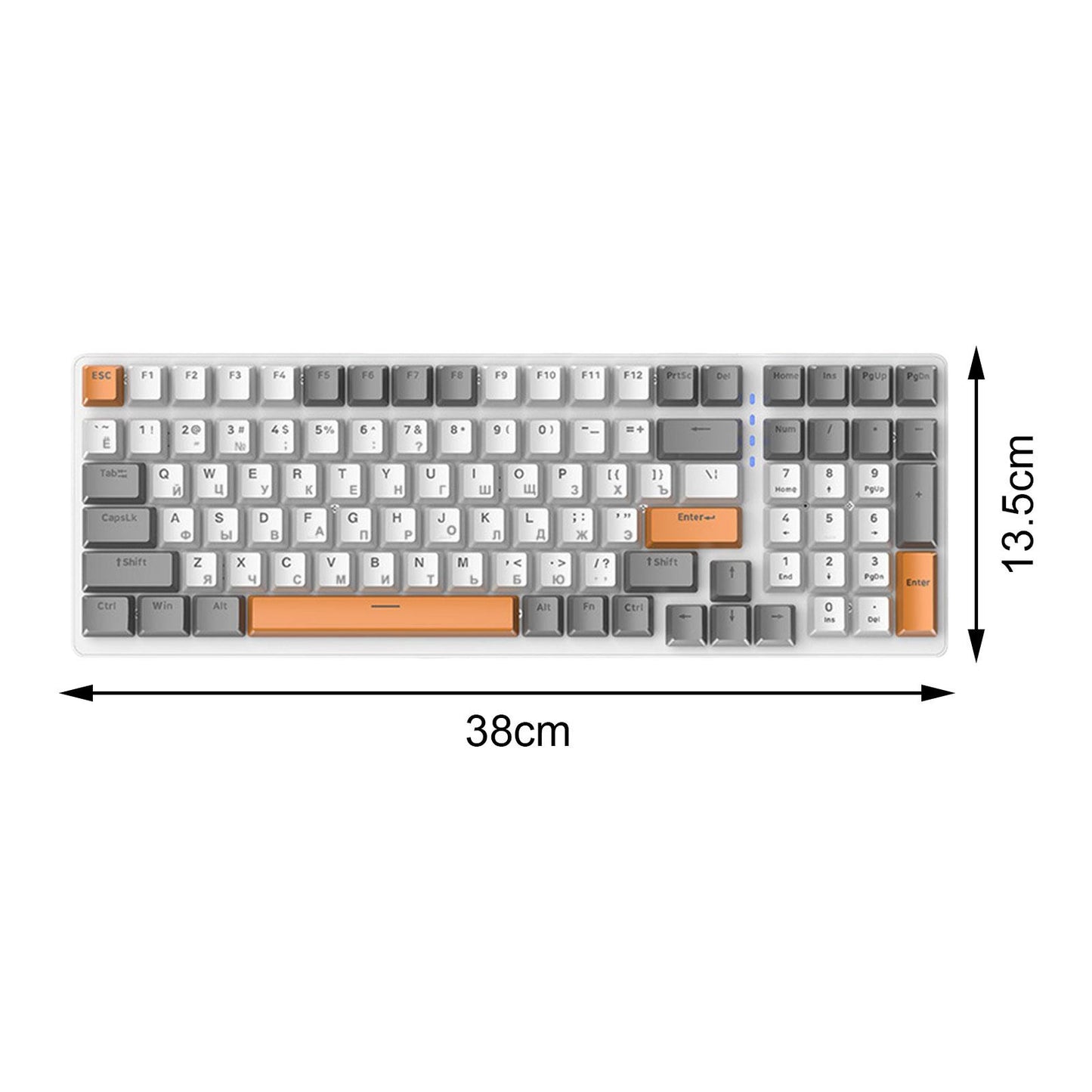 Russian Mechanical Keyboard Backlit 98% Allocation for PC Laptop Gamer Style E