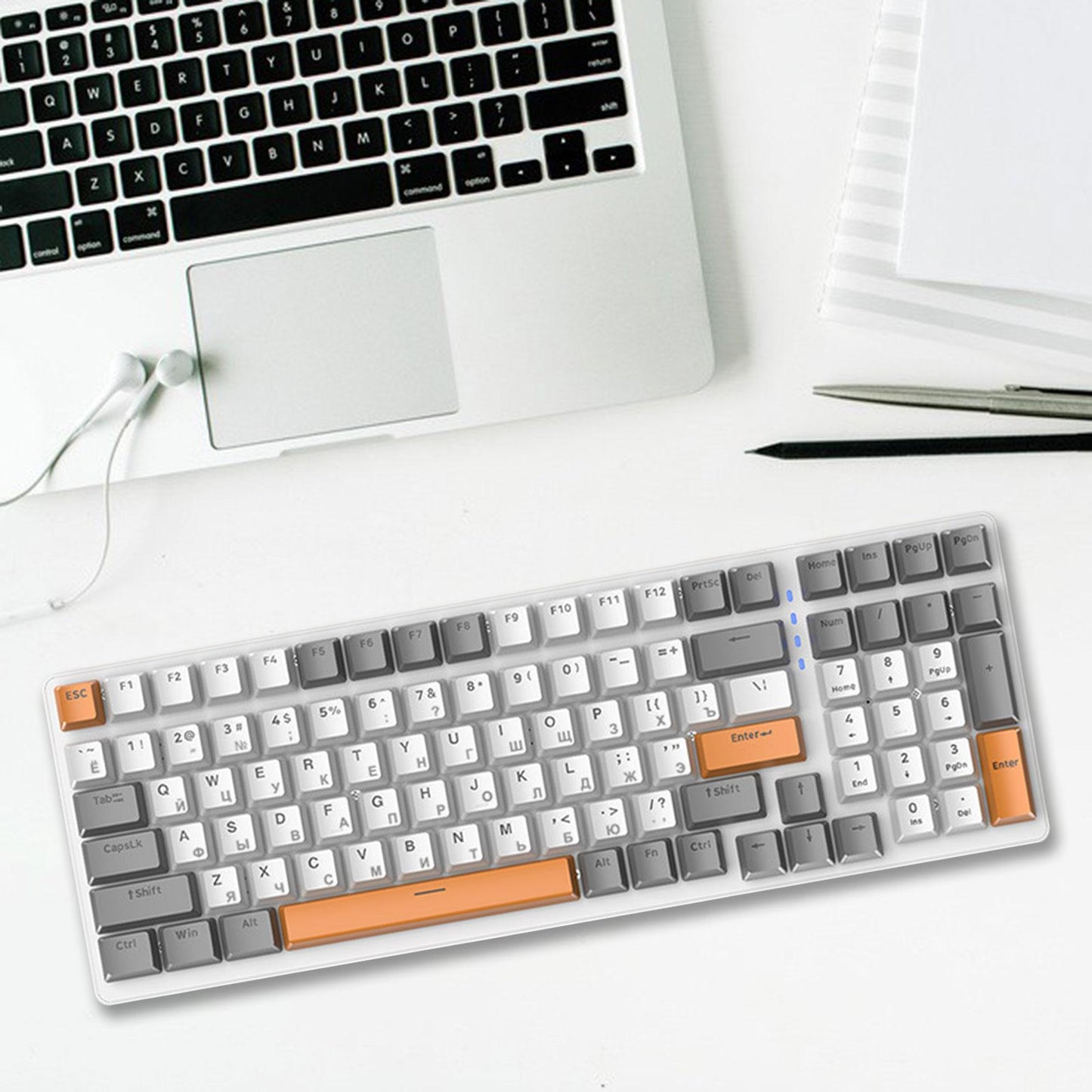 Russian Mechanical Keyboard Backlit 98% Allocation for PC Laptop Gamer Style E