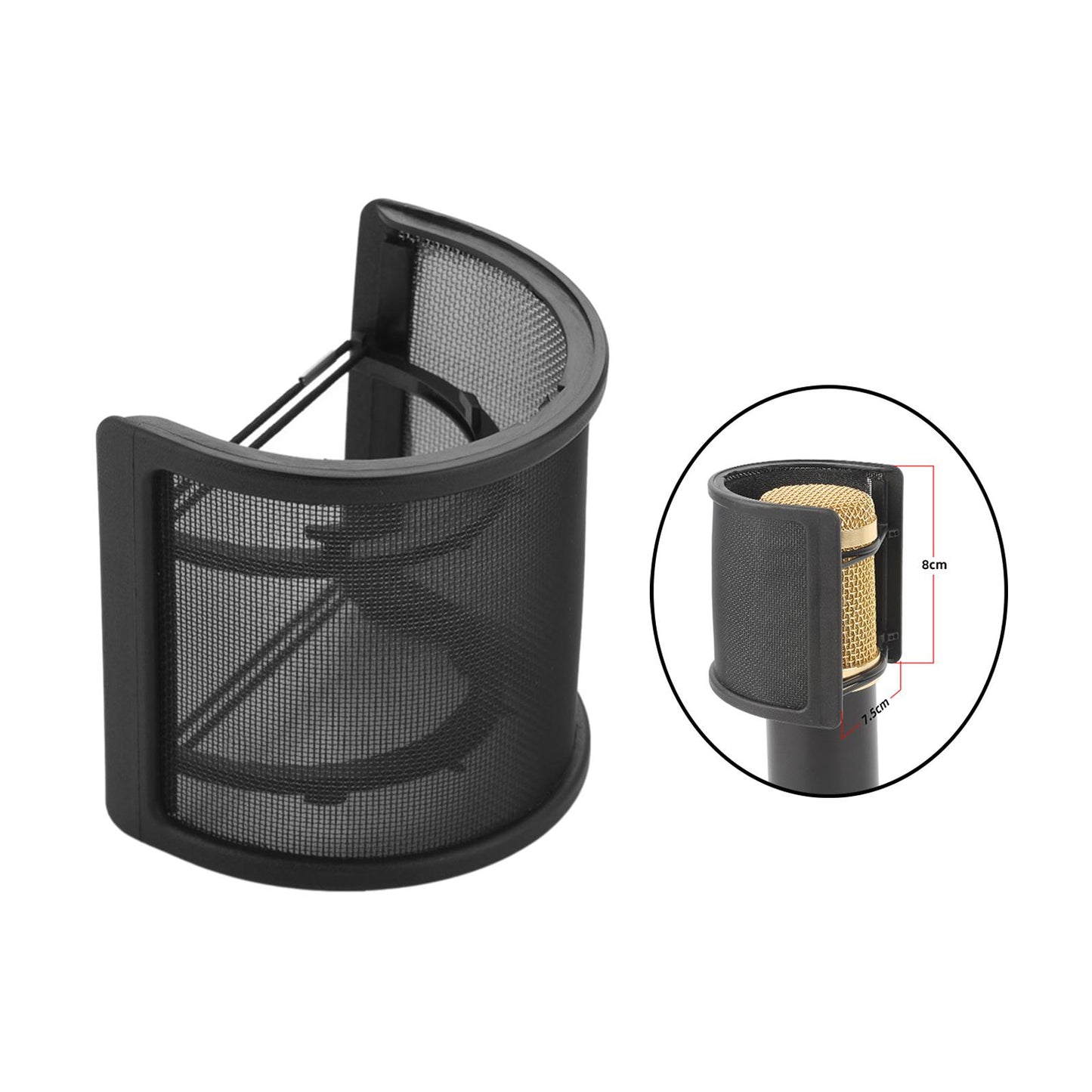 Microphone Pop Filter Handheld Mic shield U Shape for Live Broadcasting Black without Cotton