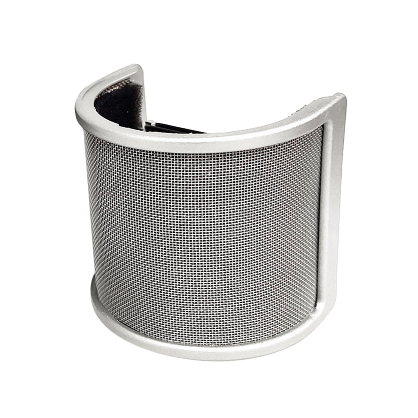 Microphone Pop Filter Handheld Mic shield U Shape for Live Broadcasting Silver with Cotton