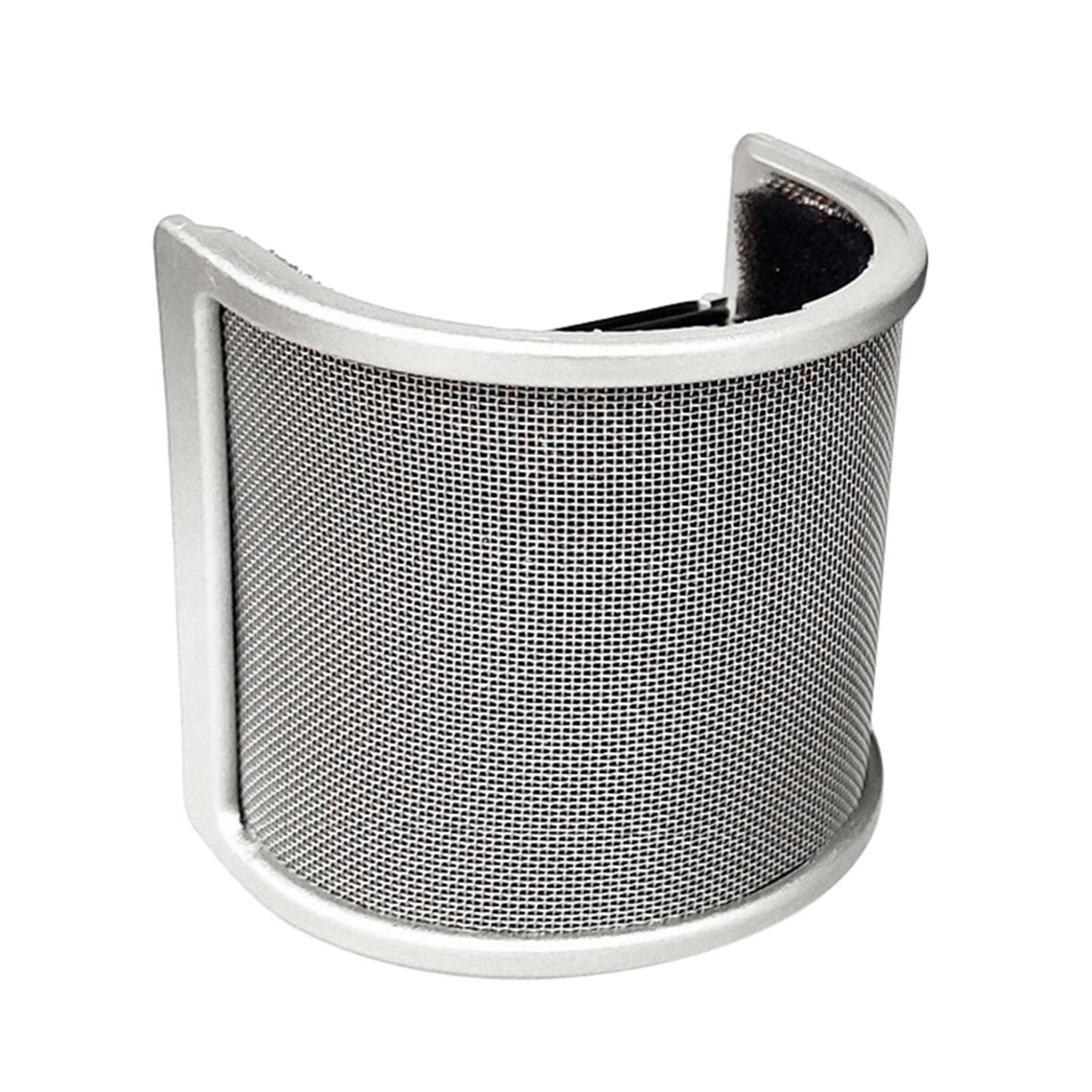 Microphone Pop Filter Handheld Mic shield U Shape for Live Broadcasting Silver with Cotton