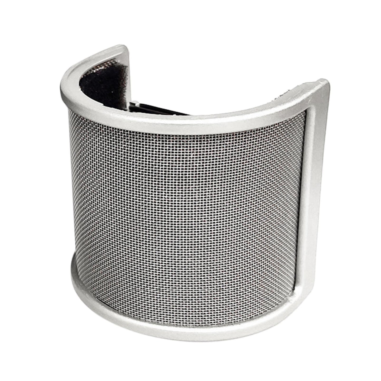 Microphone Pop Filter Handheld Mic shield U Shape for Live Broadcasting Silver with Cotton