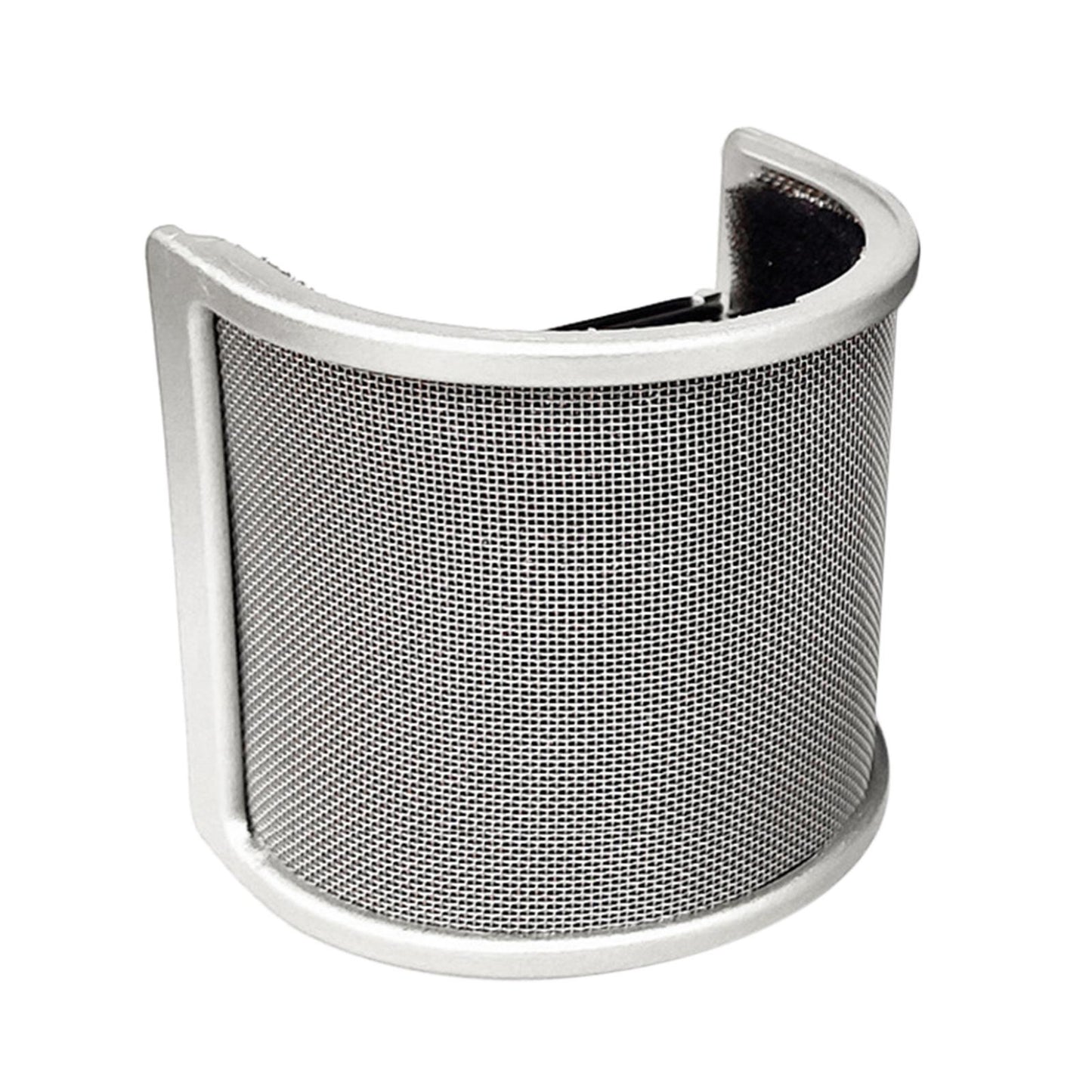 Microphone Pop Filter Handheld Mic shield U Shape for Live Broadcasting Silver with Cotton