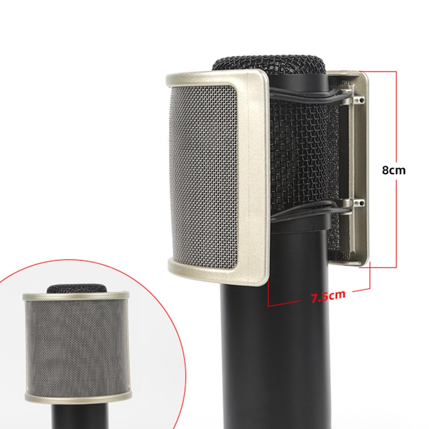 Microphone Pop Filter Handheld Mic shield U Shape for Live Broadcasting Aureate with Cotton