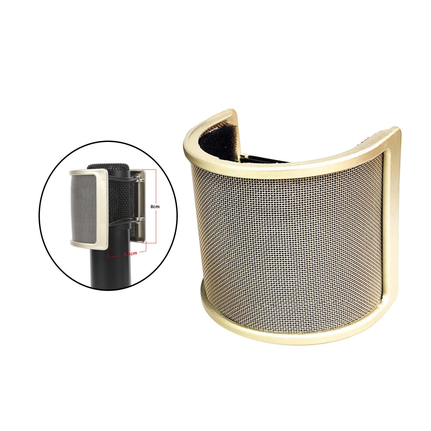 Microphone Pop Filter Handheld Mic shield U Shape for Live Broadcasting Aureate with Cotton