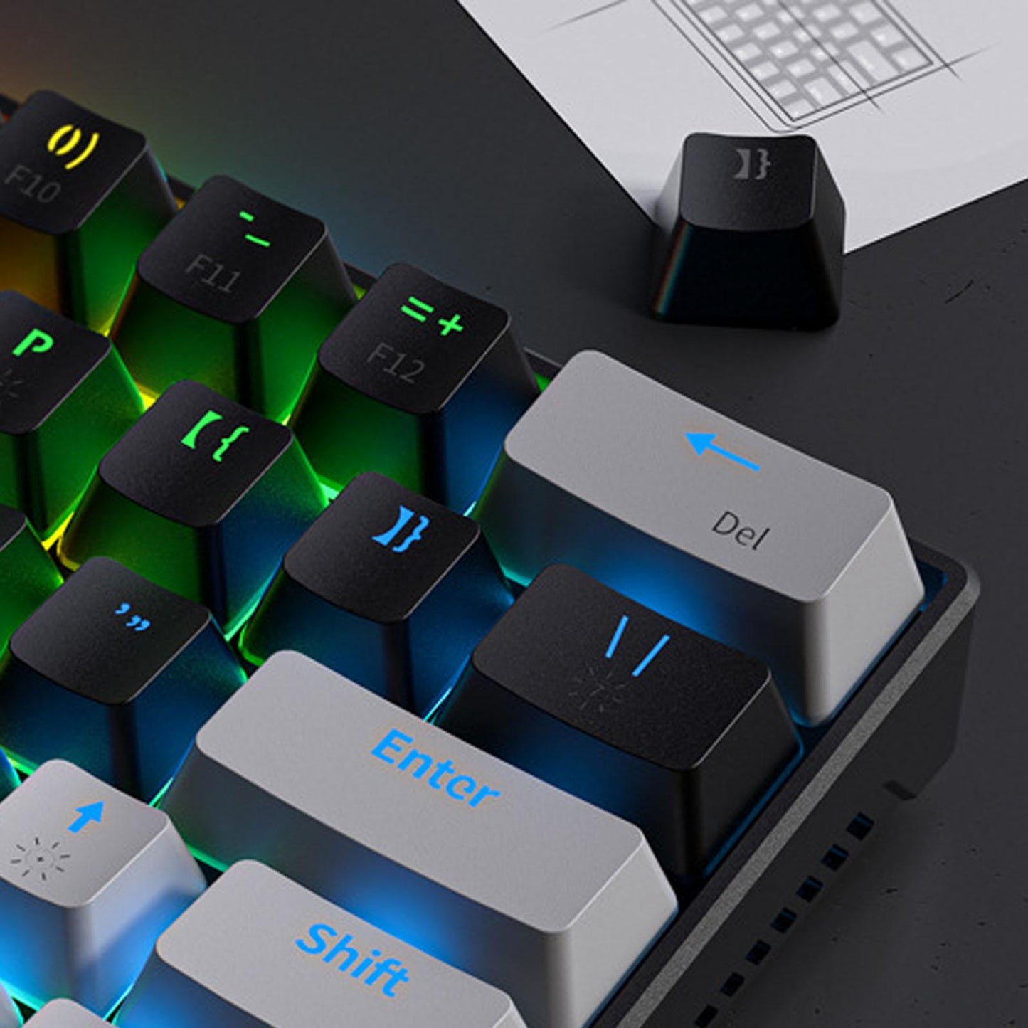 Mechanical Keyboard RGB Backlit Ergonomic Plug and Play for Desktop PC B