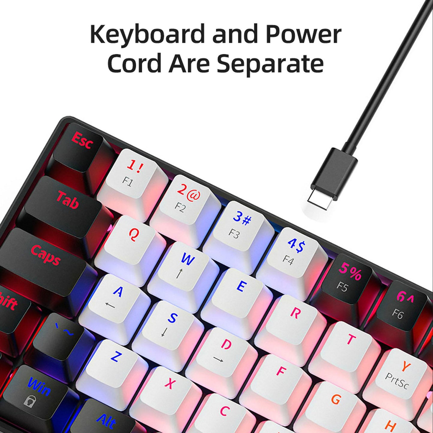 Mechanical Keyboard RGB Backlit Ergonomic Plug and Play for Desktop PC D