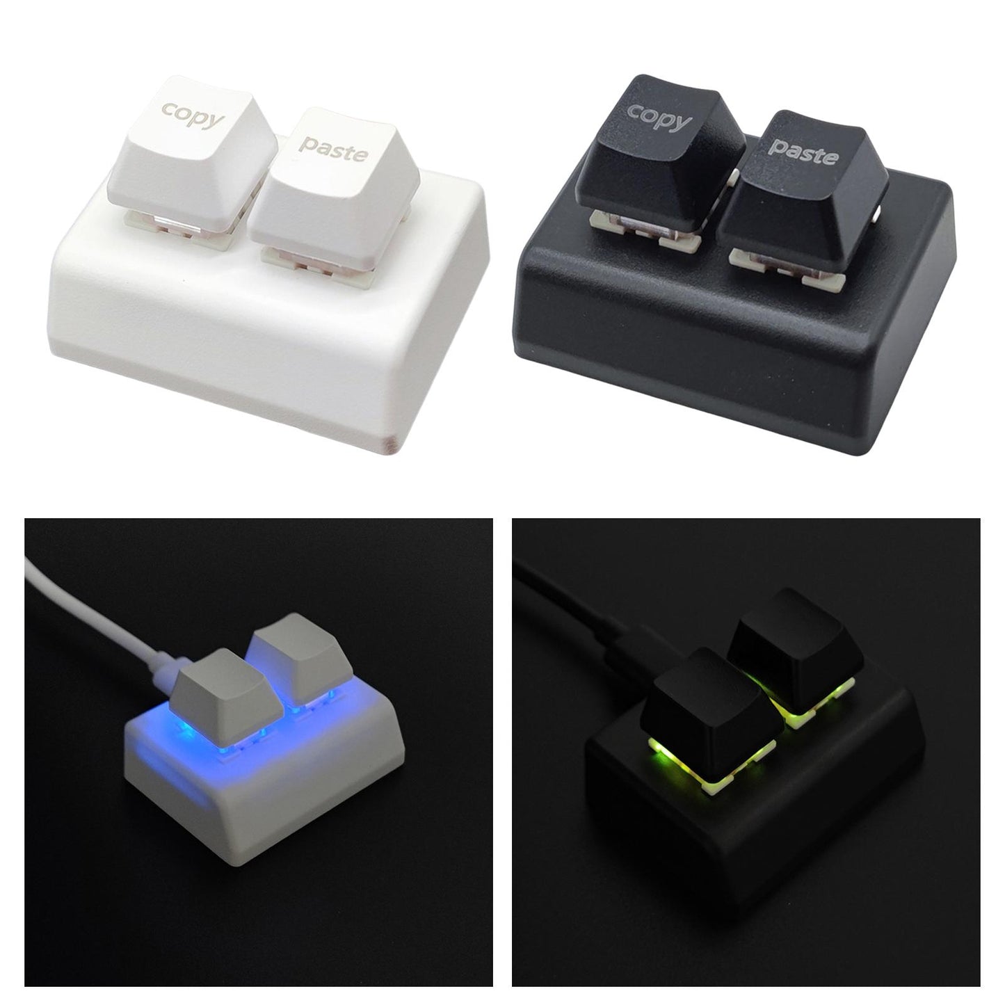 Copy and Paste 2 Key Keyboard Red Switches USB Mini 2 Key Keypad for Drawing White