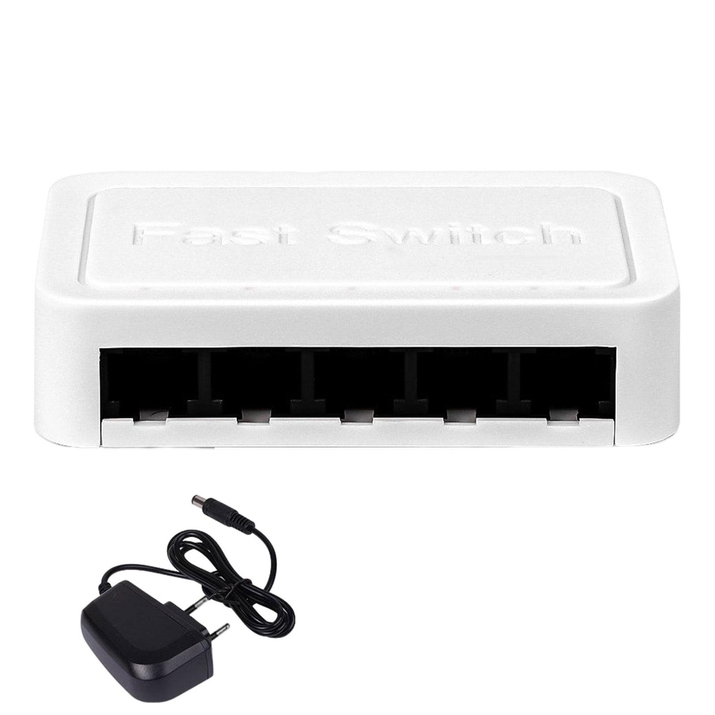 5 Port Gigabit Ethernet Fittings Switcher for Video Machine Home Office White