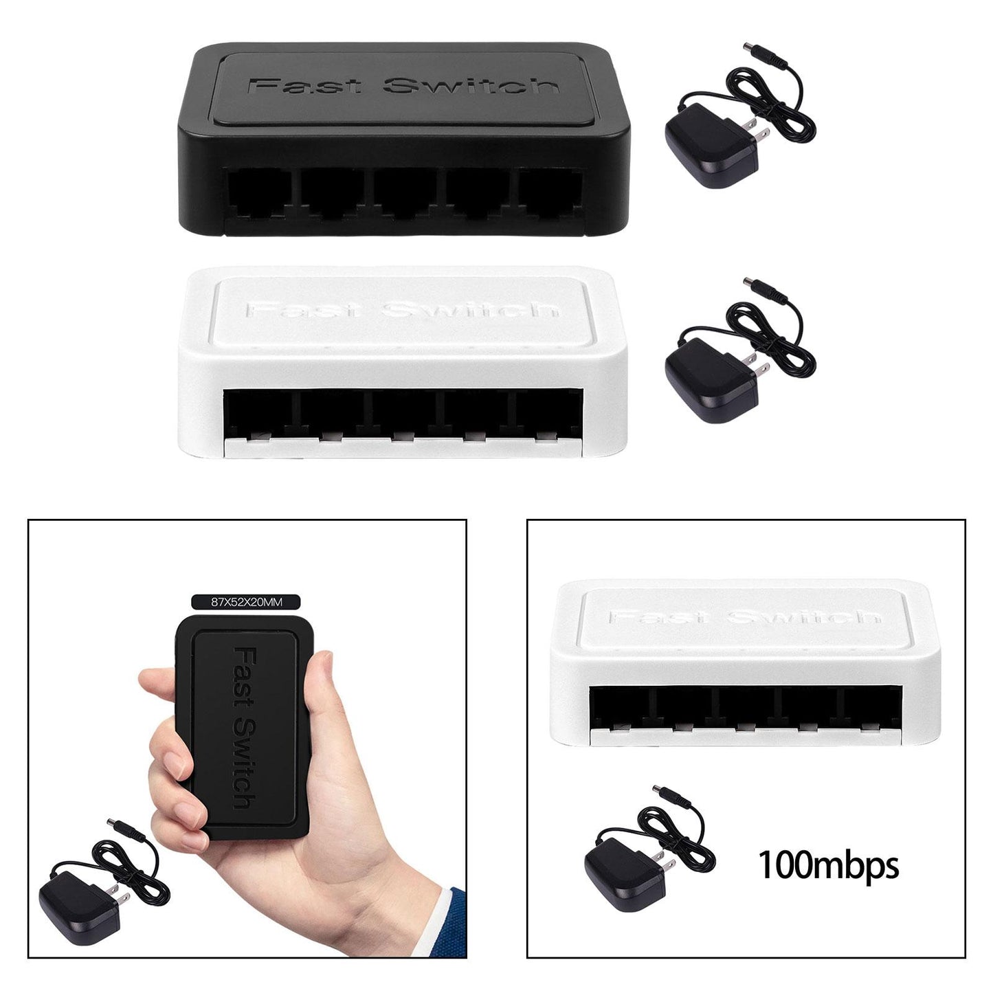5 Port Gigabit Ethernet Attachments Mini Network Switch for Dormitory Office White