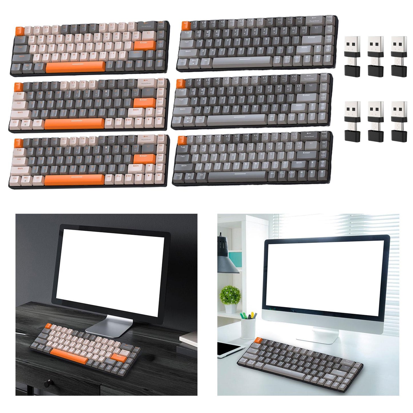 Mechanical Keyboard 2 Connection Methods PBT Key Caps Keypad for Laptop Style A