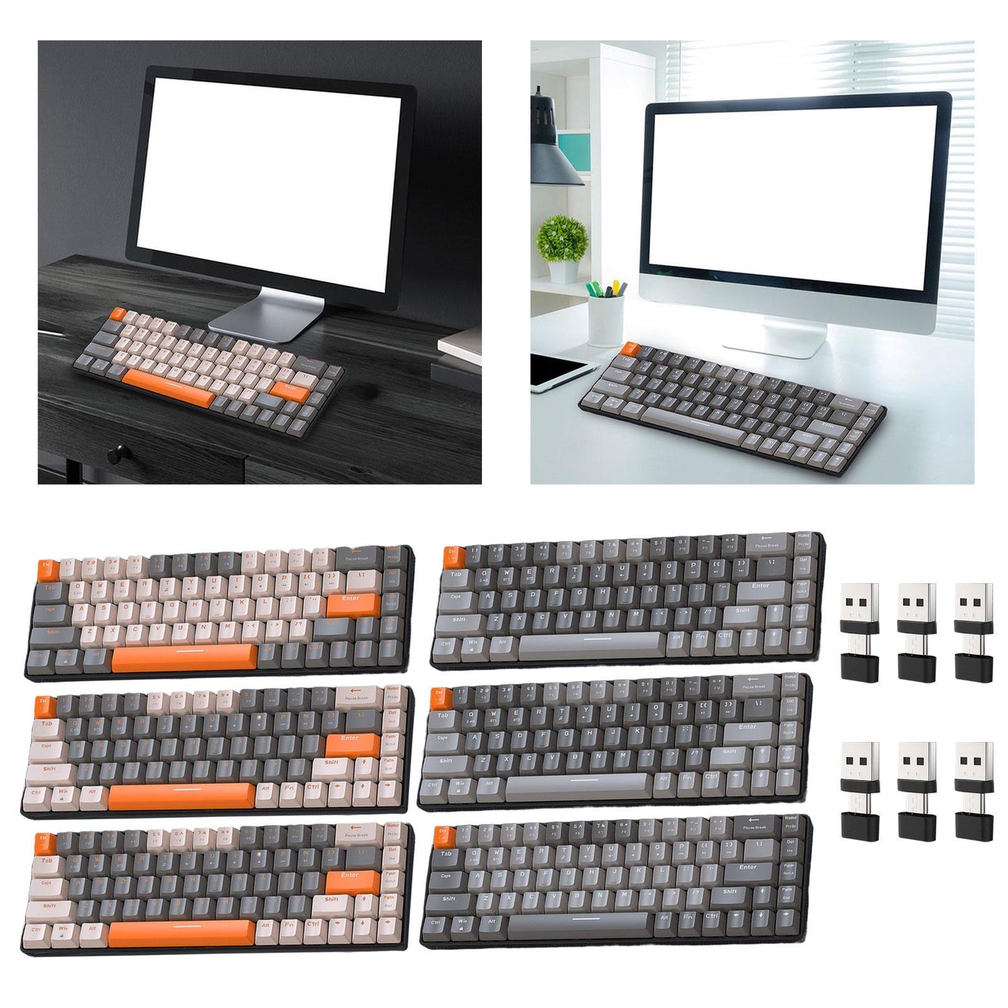 Mechanical Keyboard 2 Connection Methods PBT Key Caps Keypad for Laptop Style A