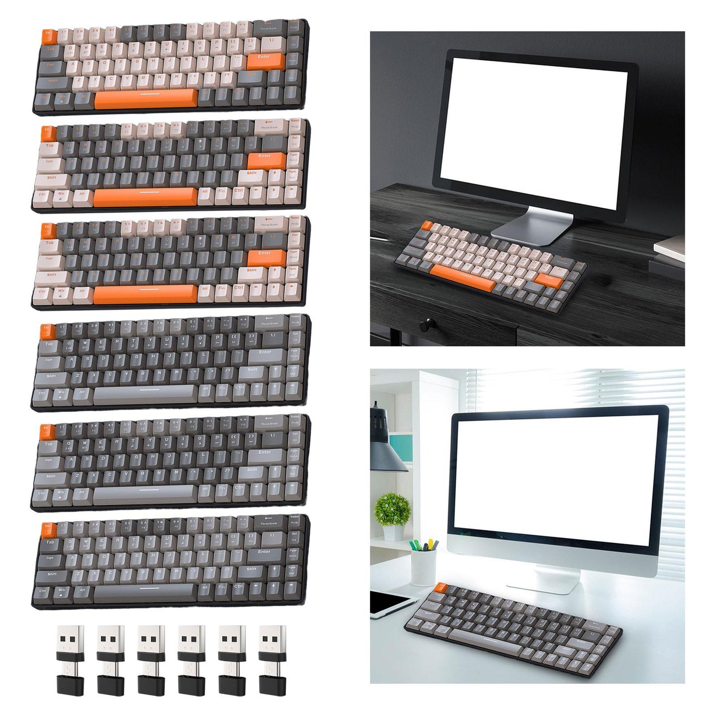 Mechanical Keyboard 2 Connection Methods PBT Key Caps Keypad for Laptop Style A