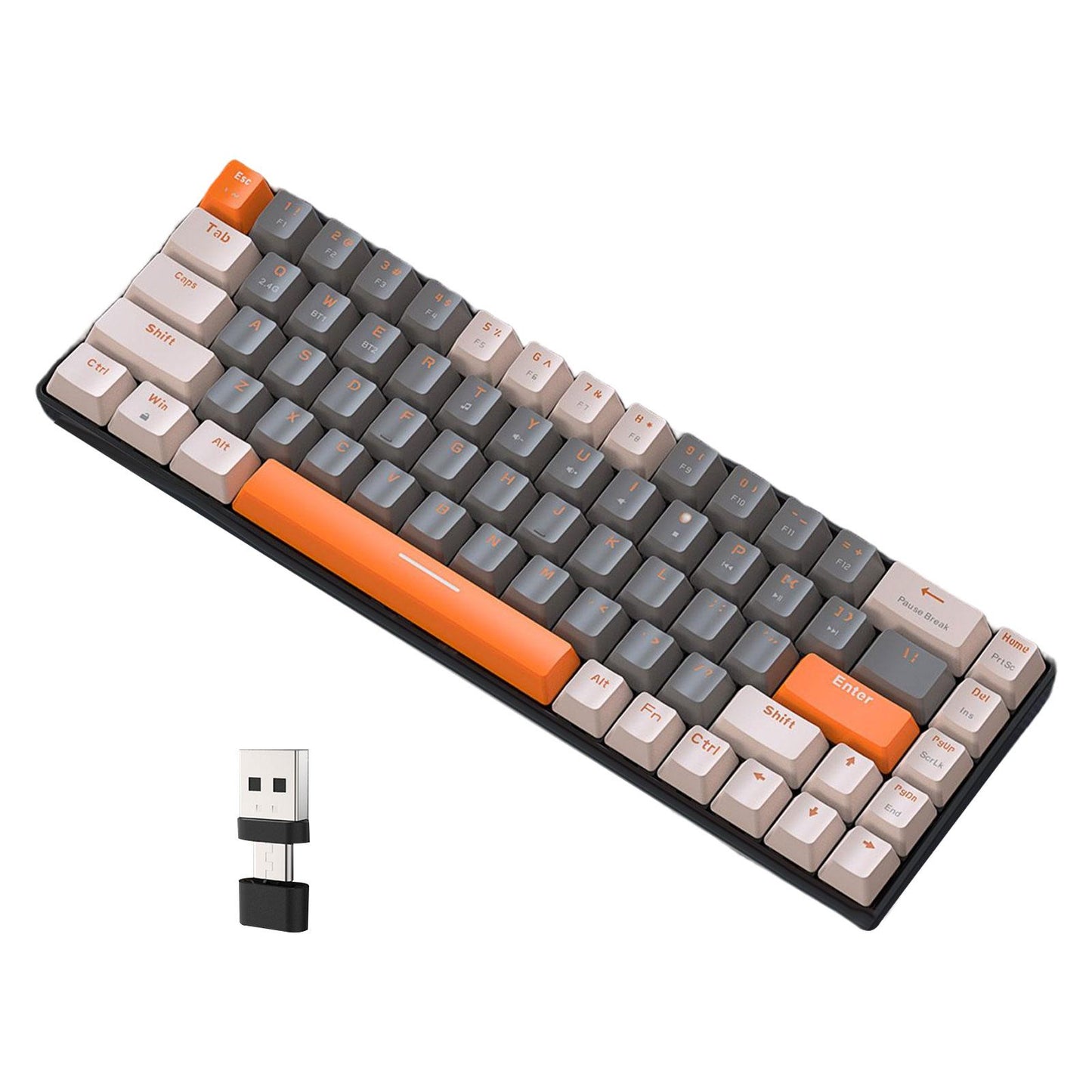 Mechanical Keyboard 2 Connection Methods PBT Key Caps Keypad for Laptop Style B