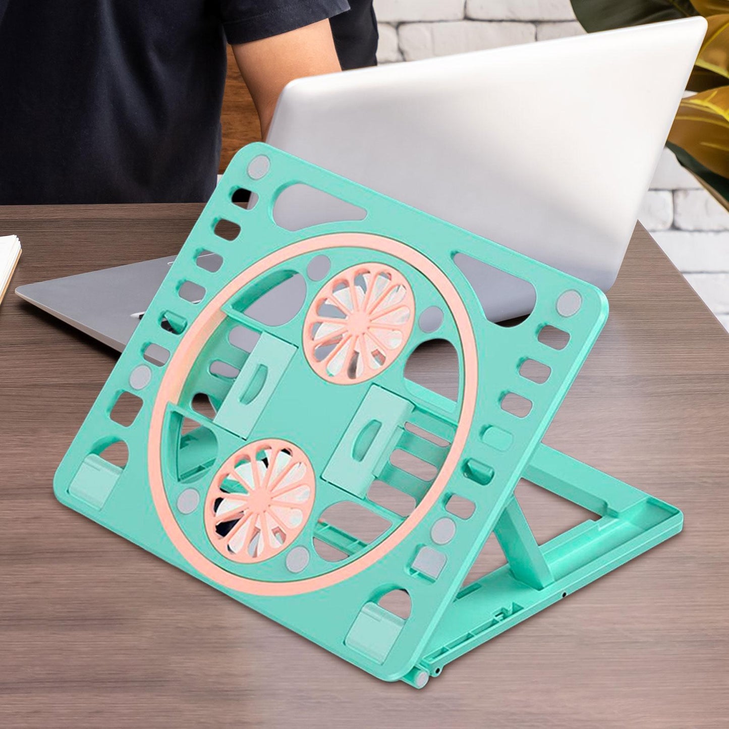 Laptop Cooling Pad Foldable Multi Angle Ergonomic Laptop Riser for Desk Home Green