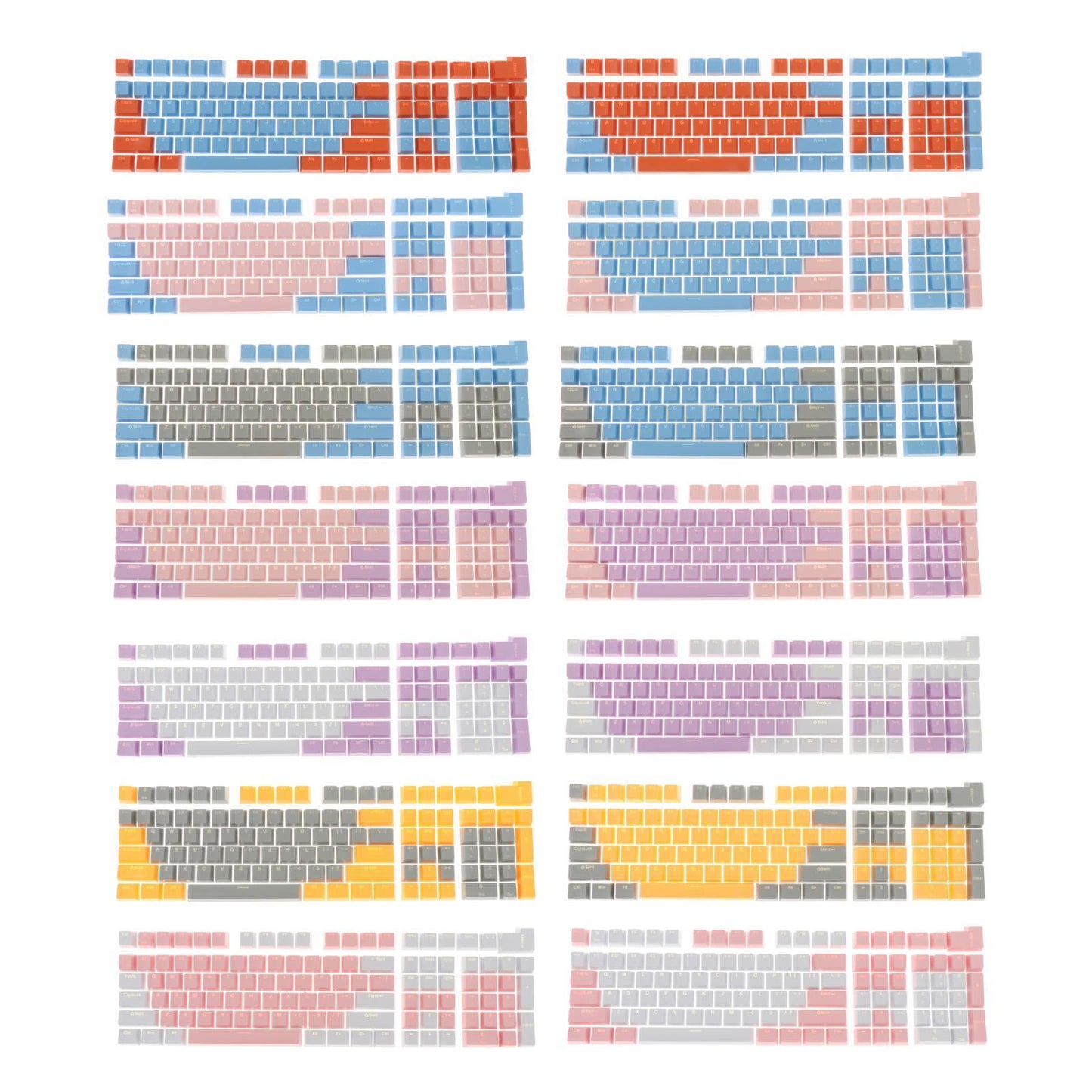 Keycaps Set Backlit Two Color Key Caps for Mechanical Keyboards 980K 87 Keys Dark Gray,Yellow