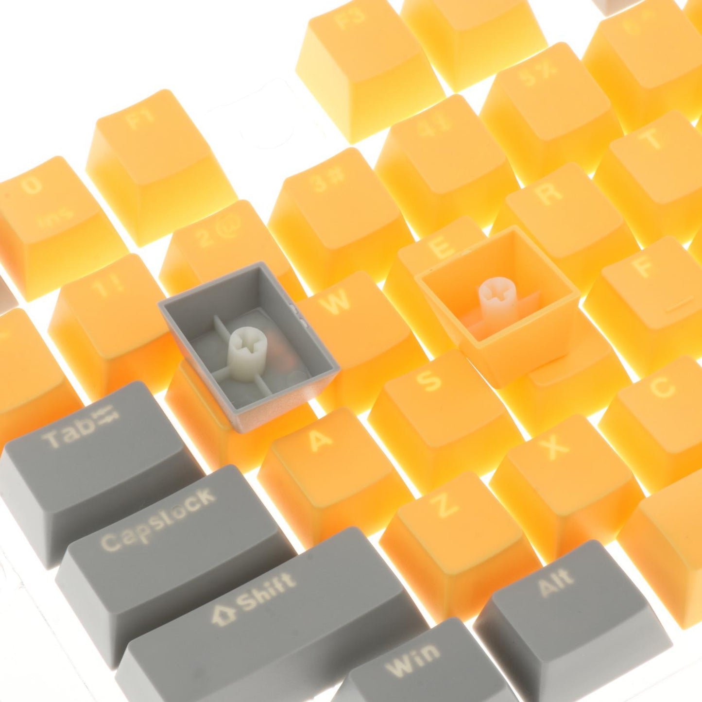 Keycaps Set Backlit Two Color Key Caps for Mechanical Keyboards 980K 87 Keys Dark Gray,Yellow