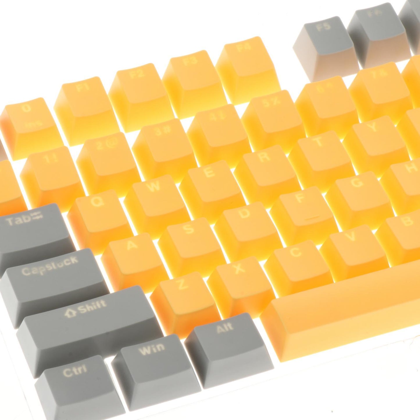 Keycaps Set Backlit Two Color Key Caps for Mechanical Keyboards 980K 87 Keys Dark Gray,Yellow