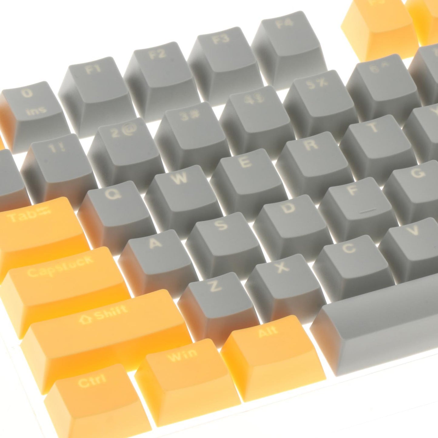 Keycaps Set Backlit Two Color Key Caps for Mechanical Keyboards 980K 87 Keys Yellow,Dark Gray