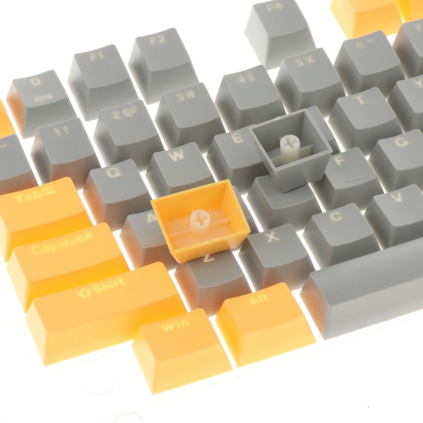 Keycaps Set Backlit Two Color Key Caps for Mechanical Keyboards 980K 87 Keys Yellow,Dark Gray
